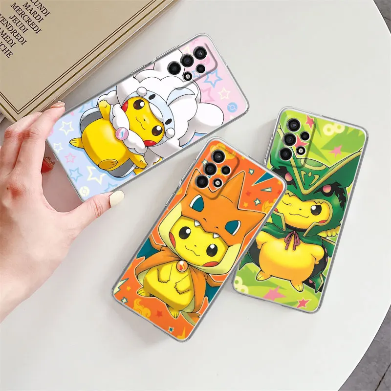

Case for Samsung Galaxy A52 A12 A21s A51 A70 A32 A31 A22 A13 A72 A40 A30 A23 A13 A02 A11 A20s Soft Cover Pokemon Pikachu