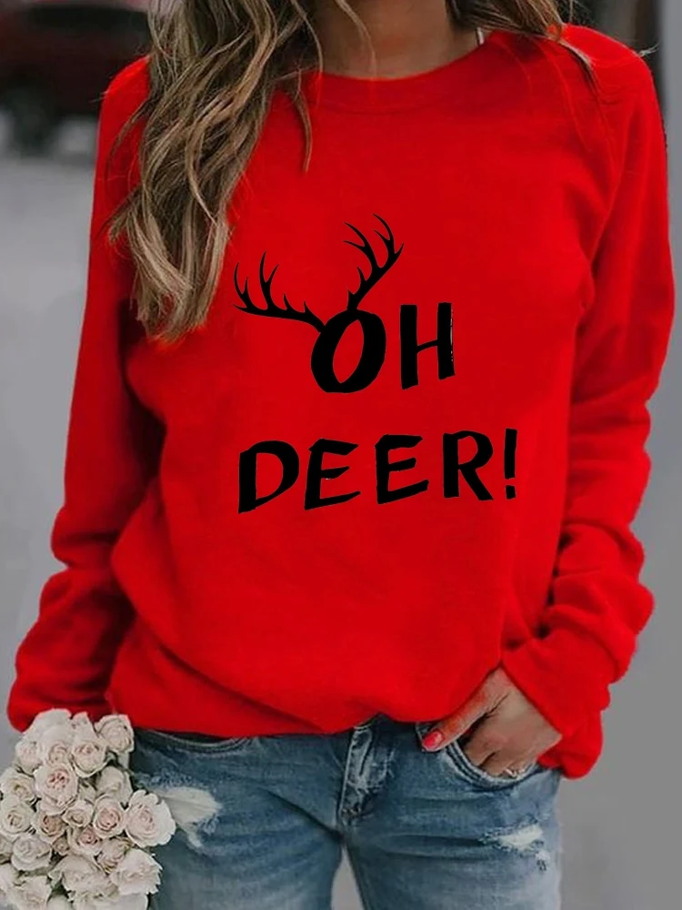 

Festival Print Deer Letter Cute Lovely Woman Merry Christmas Graphic Sweatshirts Casual Women Female Hoodies Fashion Pullovers