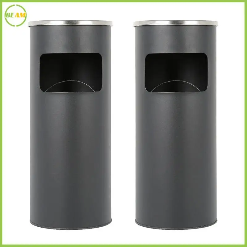 

Waste Bins Vertical Round Stainless Steel Ash Bucket Double Barrel In-outside Public Place Supermarket Home Clean Trash Can HWC