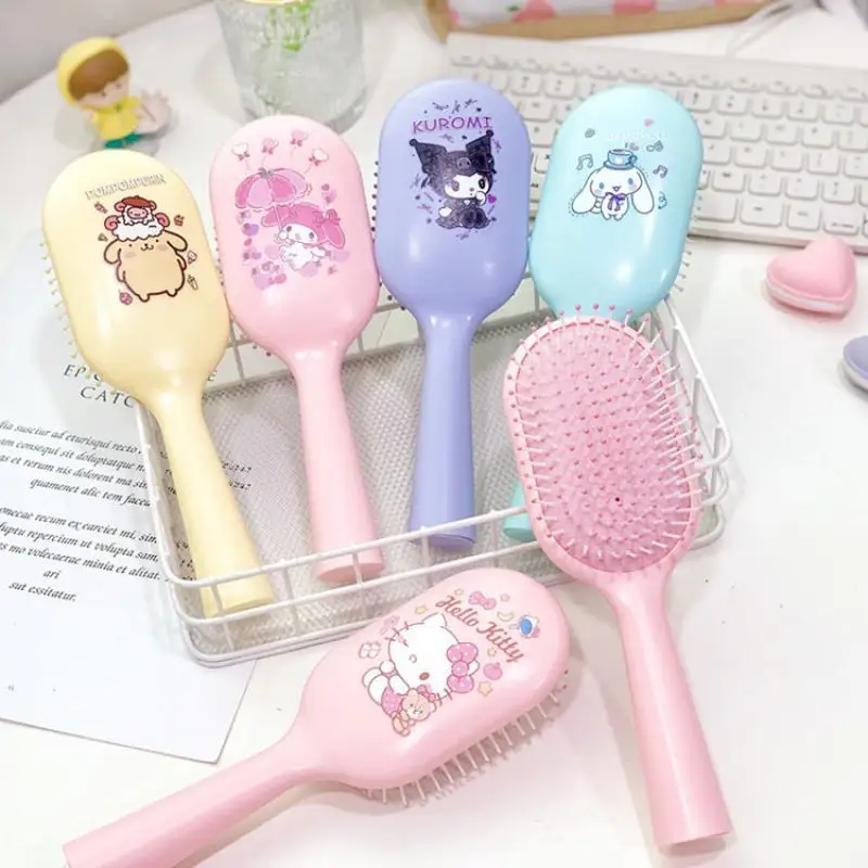 

Kawaii Sanriod аниме окружающей среды Mymelody Kuromi Kitty Cinnamoroll портативный вьющийся гребень для волос Парикмахерская Массажная расческа