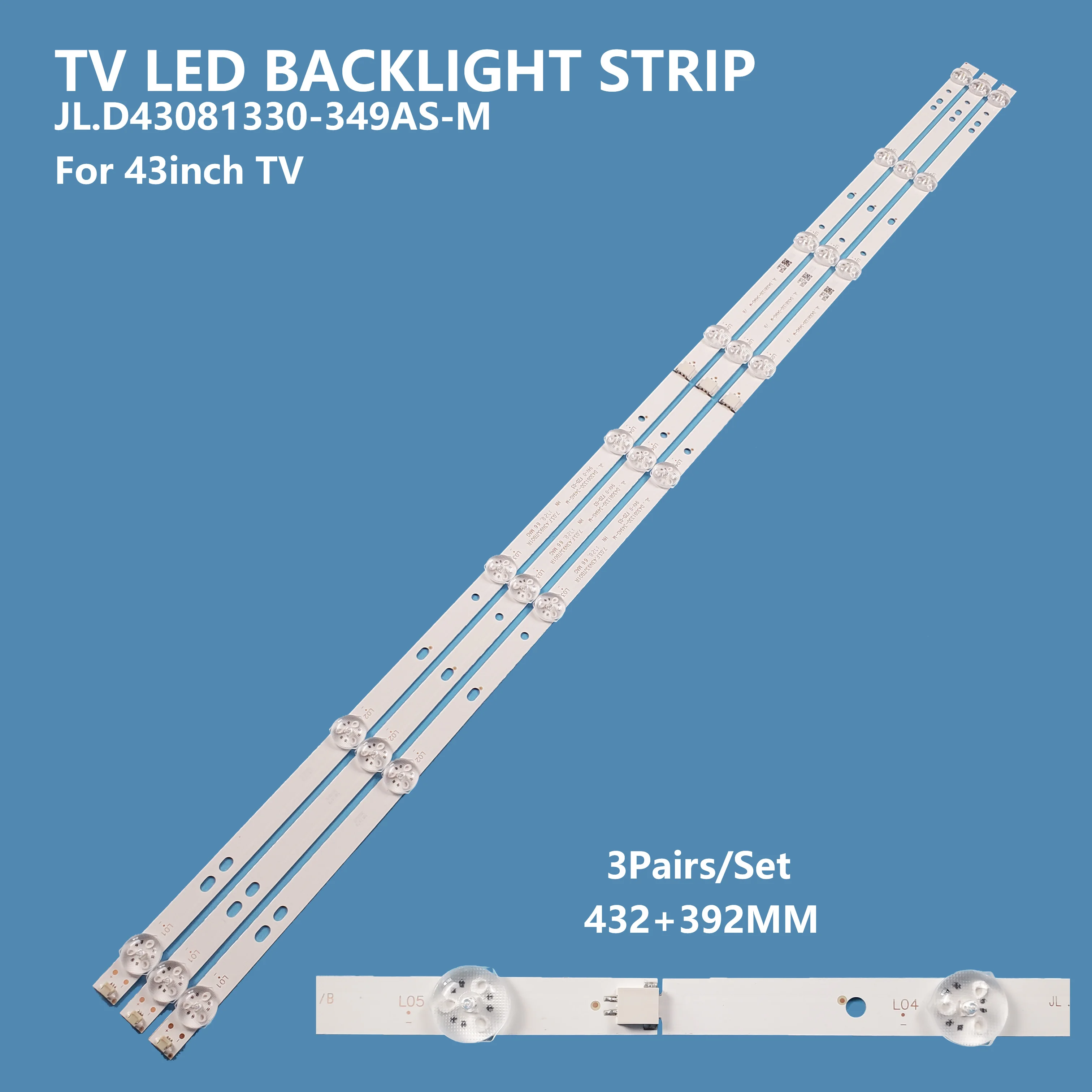 

6pcs/set LED Backlight Strip JL.D43081330-349AS-M For 43N93JTB01R 43inch TV LCD Aluminum Plate Hard Light Bar Accessories