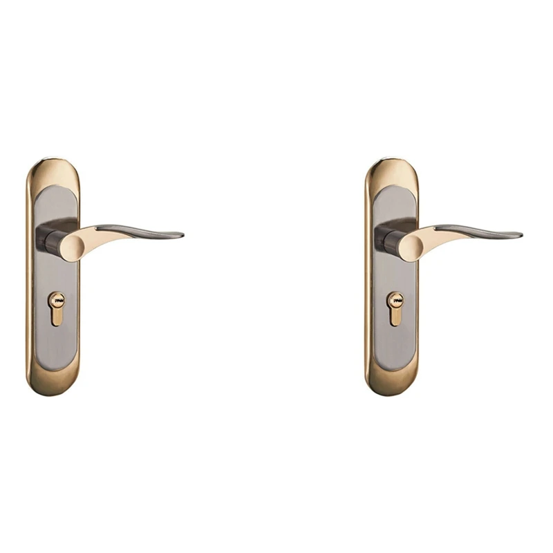 

2X Indoor Household Door Handle For Home With Security Lock Key Set Aluminum Alloy