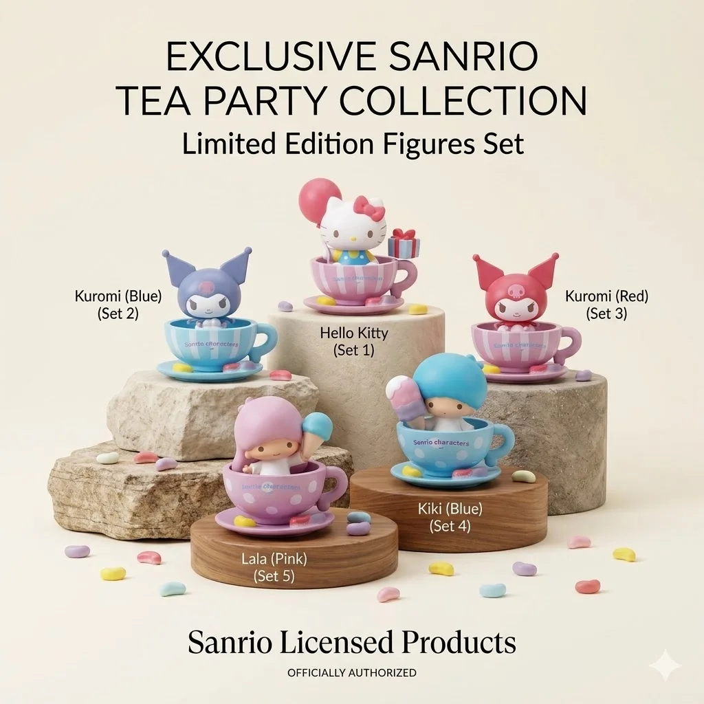 Фото Лицензионные фигурки Sanrio в виде милых кофейных чашек (слепая коробка) - Куроми, Хелло Китти, Литтл Твин Старс, вращающиеся настольные украшения-игрушки №1