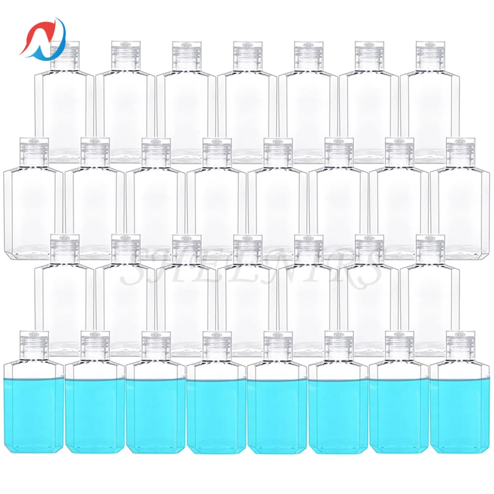 

40pcs 2 Oz 60ml Plastic Refillable Bottles with Flip Cap Empty Hand Sanitizer Bottles Portable Reusable Containers with Lids