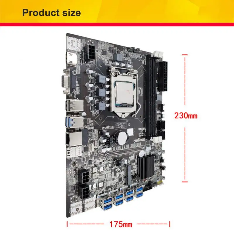 Материнская плата B75 ETH для майнинга 12 PCIE 8 к USB с процессором G1620 LGA1155 MSATA Поддержка 2