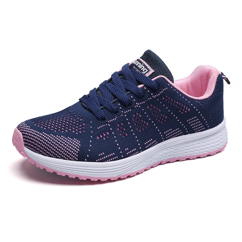 Flying woven sneakers Women's breathable mesh casual flat light running black travel shoes Couple's small white Training shoes