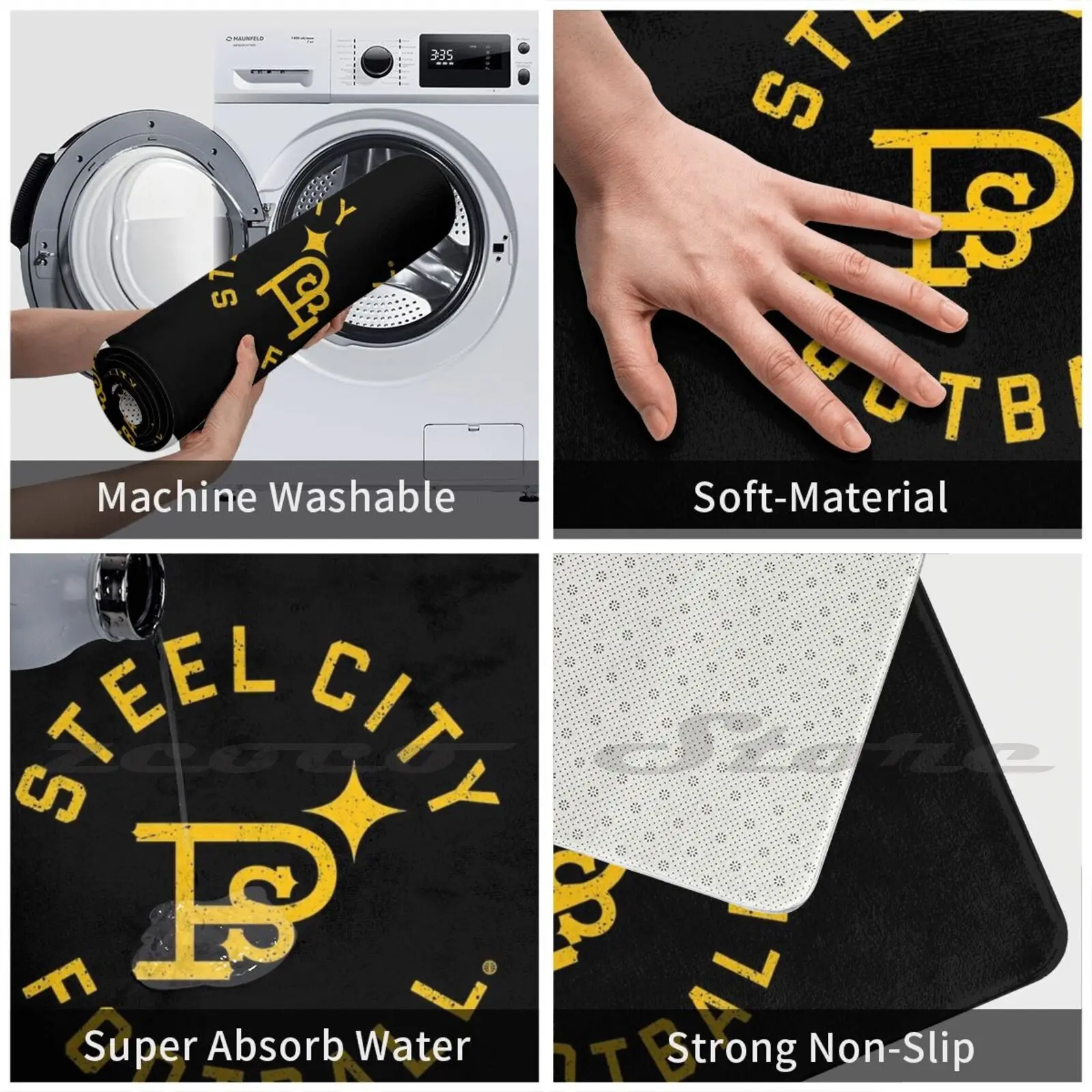 Steel City Football Damgoodgame Graphic Mat Rug Non-Slip Water Absorb Door Carpet Pa Pitt The Burgh Of |