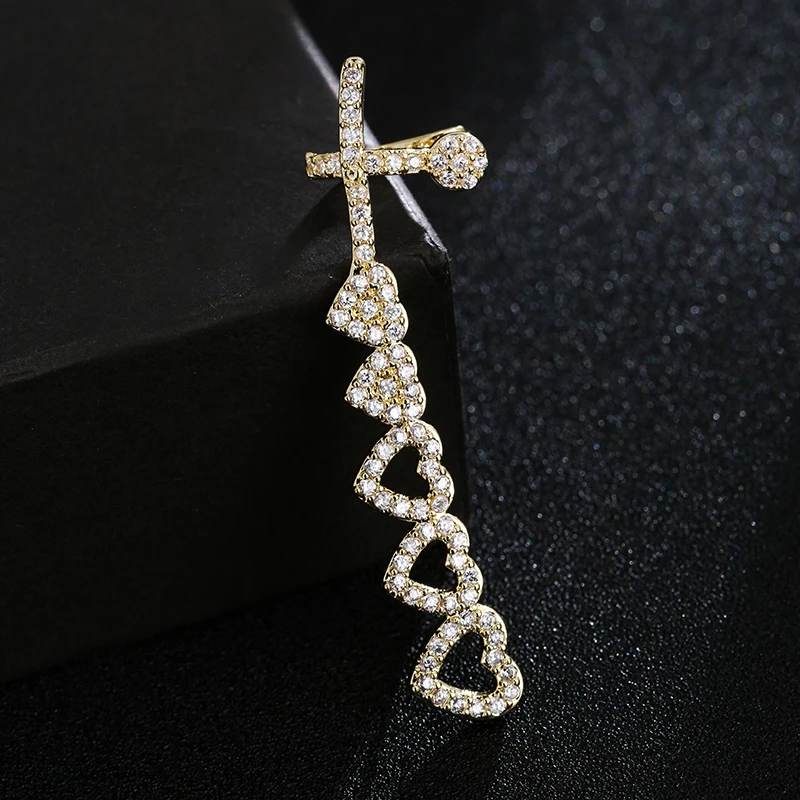 

Young Temperament Heart Cubic Zircon Clip Earrings European and American Trends Are Unusual Clip Earings Creative Jewelry