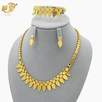 xuhuang nigerian wedding jewelry set necklace earrings and bracelet for women dubai moroccan indian fashion plated jewellery set