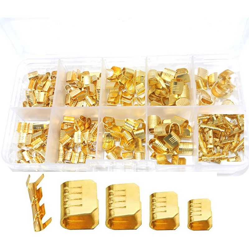 300pc DJ453 454 U Shape Copper Ring Terminals Crimp Kit - Non-Insulated Assortment Cable Wire Spade Electric Butt Connector Kit