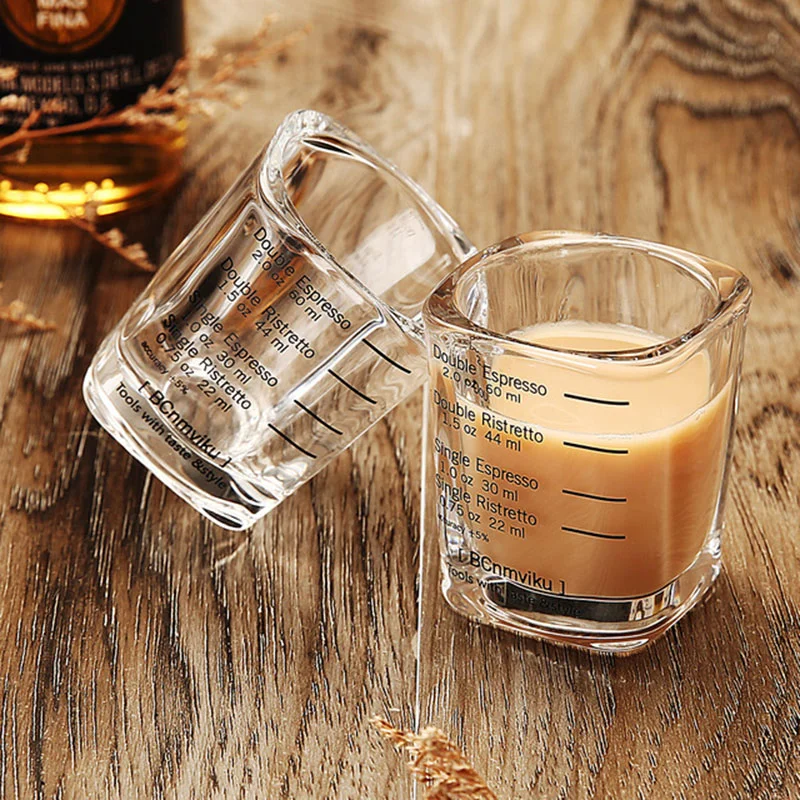 

60ml Square coffee cup thickened glass espresso cup 60ml cup with graduated Kitchen Roast Oz cup Sugar measuring cup glass drink