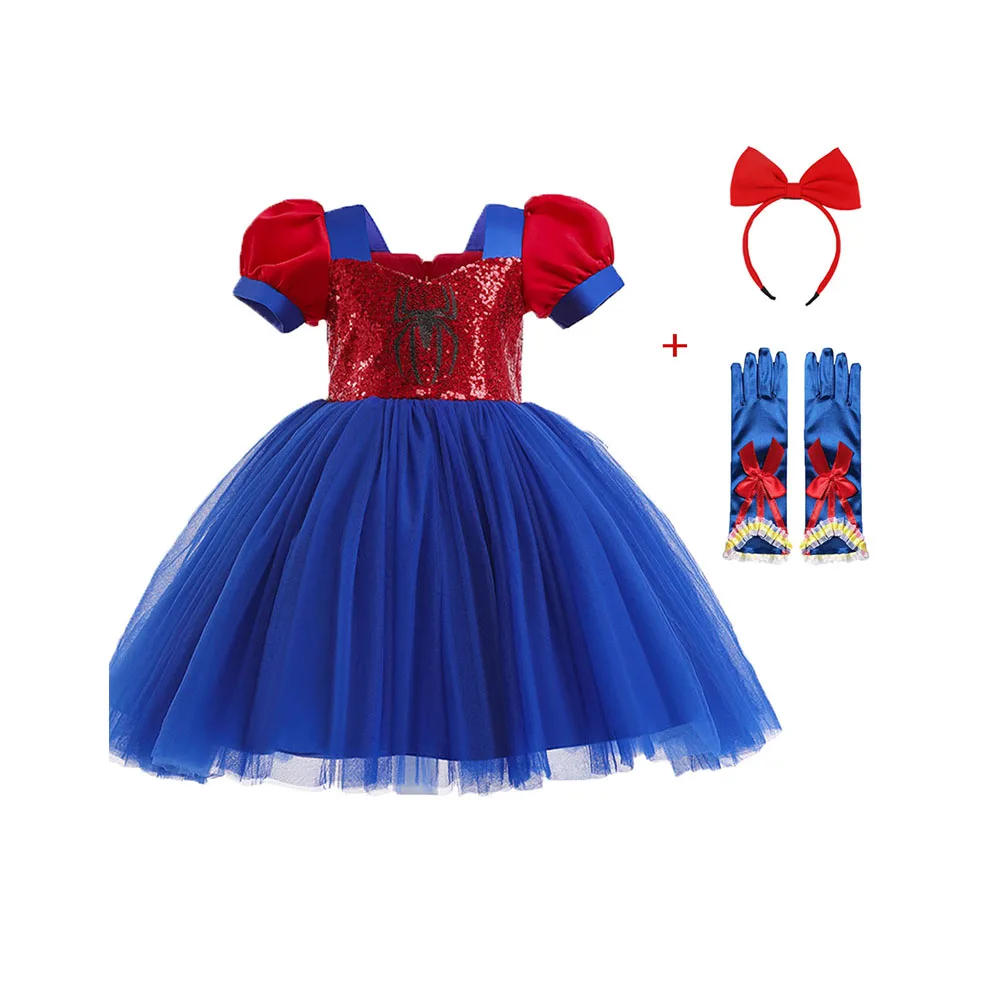 

Костюм на Хэллоуин черный паук с блестками лоскутный костюм с большим бантом детское платье принцессы для косплея для девочек комплект из 3 ...