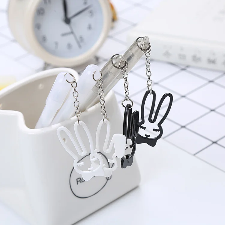 

40pcs Creative Rabbit Pendant neutral pen cute learning office stationery Black Signature Pen student pen