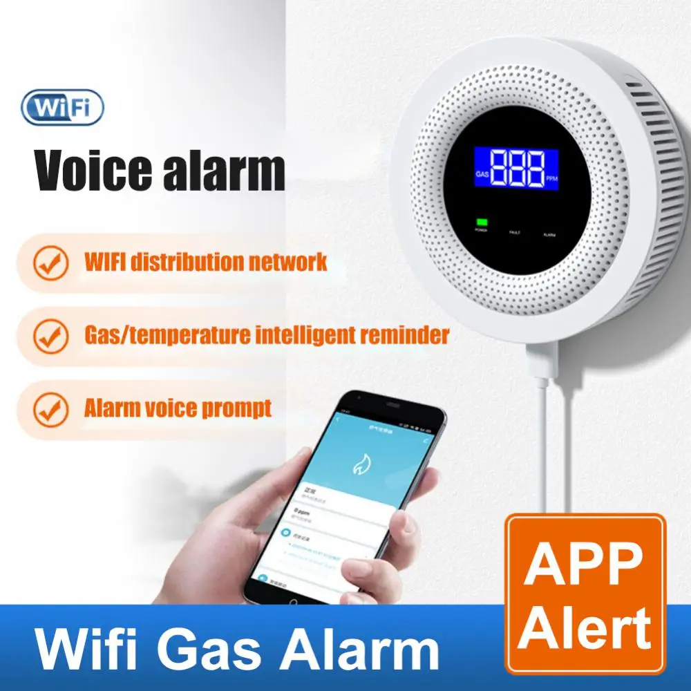 

Датчик утечки горючего газа с ЖК-дисплеем, Wi-Fi