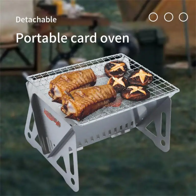 

Multi Ventilation Firewood Stove Stainless Steel Outdoor Folding Card Furnace Camping Supplies Portable Barbecue Charcoal Stove