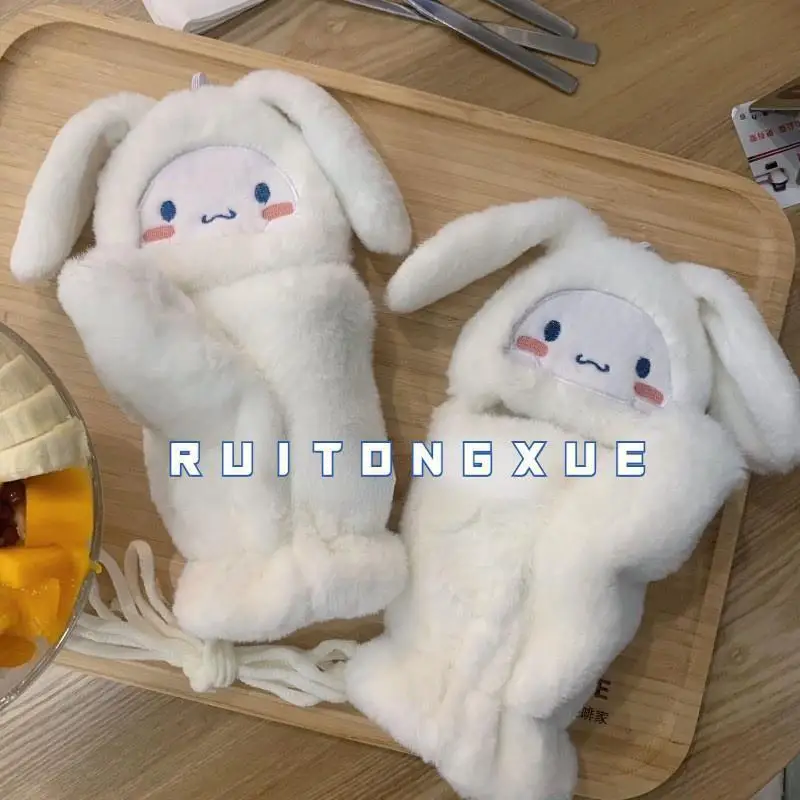 

Sanrio Cinnamoroll Cute Plush Thickened Warm Winter Student Cartoon Flap Kawaii Creative Gloves Girls Girls Birthday In Stock