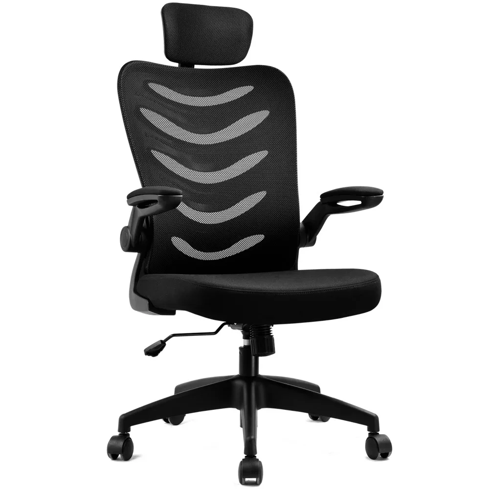 

Black Computer Chair Ergonomic High Back Adjustable Executive Office Chair With Headrest and Flip-up Armrests Desk Chairs Gamer