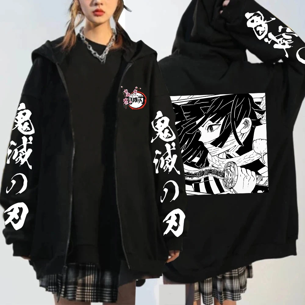 

Demon Slayer Zip Up Hoodies Men Women Printed Graphic Aesthetic Fleece Warm Autumn Winter Jacket Coast Sweatshirts