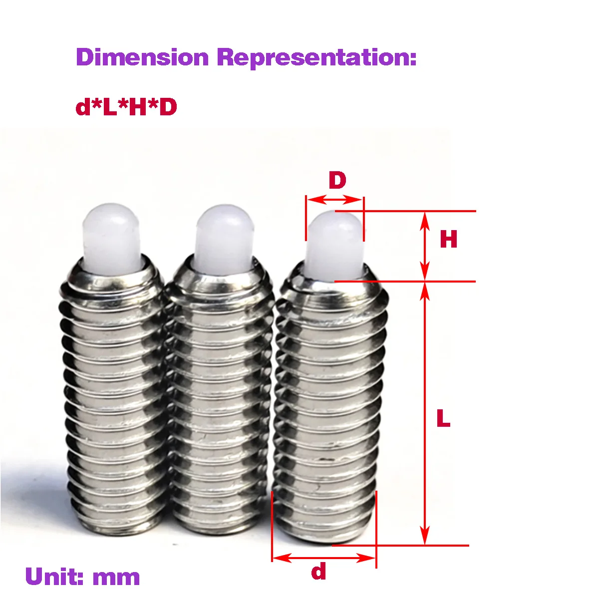 

304 нержавеющая сталь, шариковый прессованный пластиковый столбик, пружинная шариковая головка, позиционирующий винт M3-M10