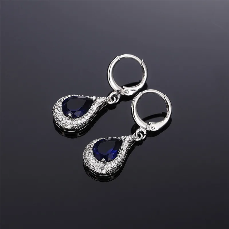 

CAOSHI Dainty Wome's Party Earrings with Bright Blue Zirconia Pendant Good Quality Accessories for Anniversary Fashion Jewelry