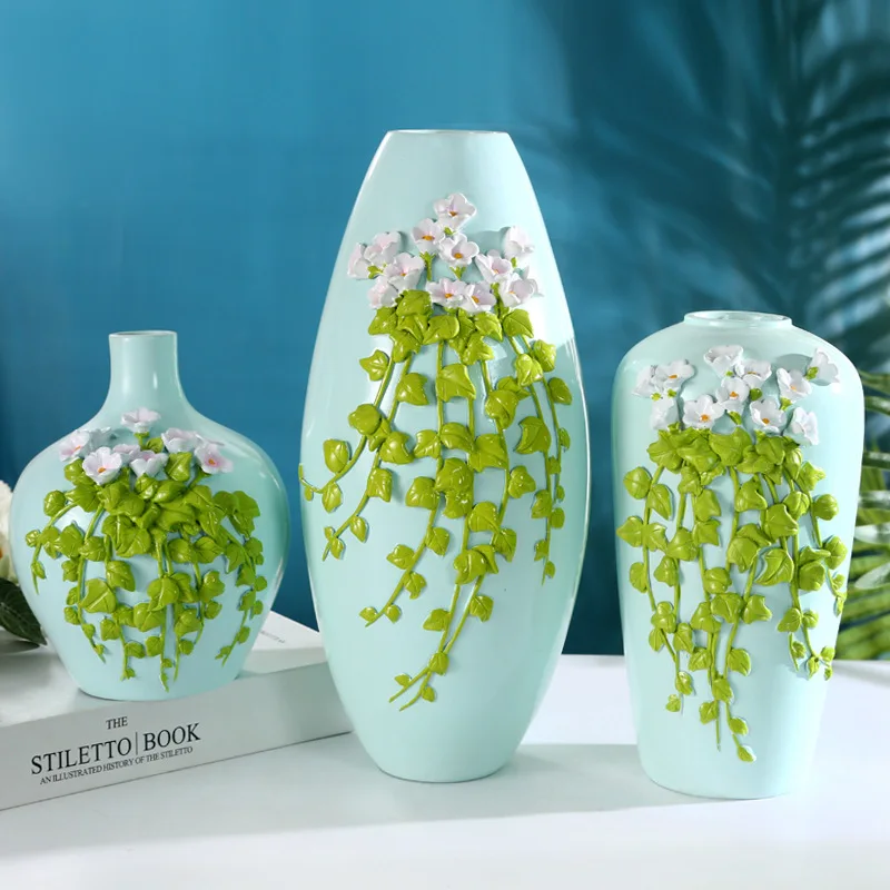

Resin Flower Vase Simple Modern Dried Flowers Vase Home Decoration Accessories Floreros Room Supplies