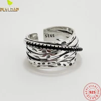 ancient silver multi layer winding rings for women 925 sterling silver black zircon open ring femme fine jewelry