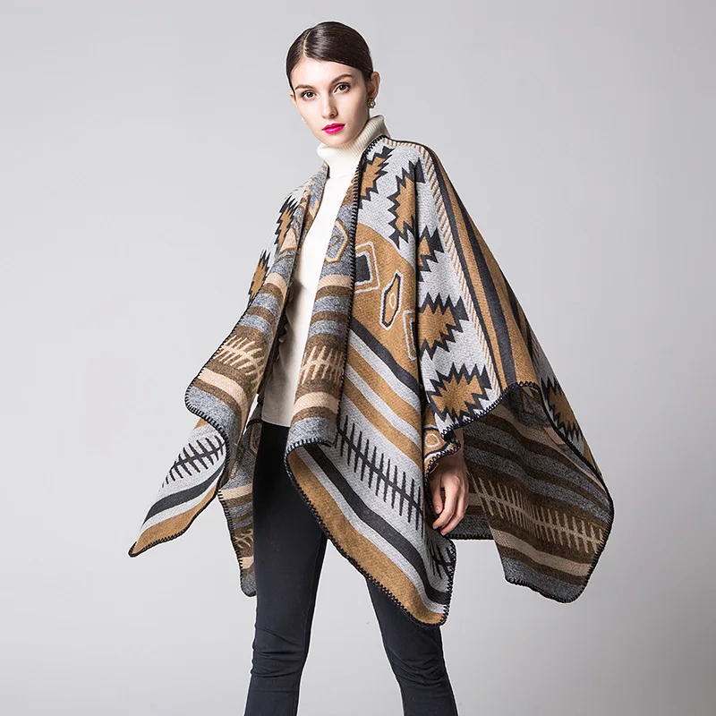 

New Geometric Puzzle Cloak European & American Simple Fashion Thicken And Lengthening Warm Air Conditioning Shawl Travel Blanket