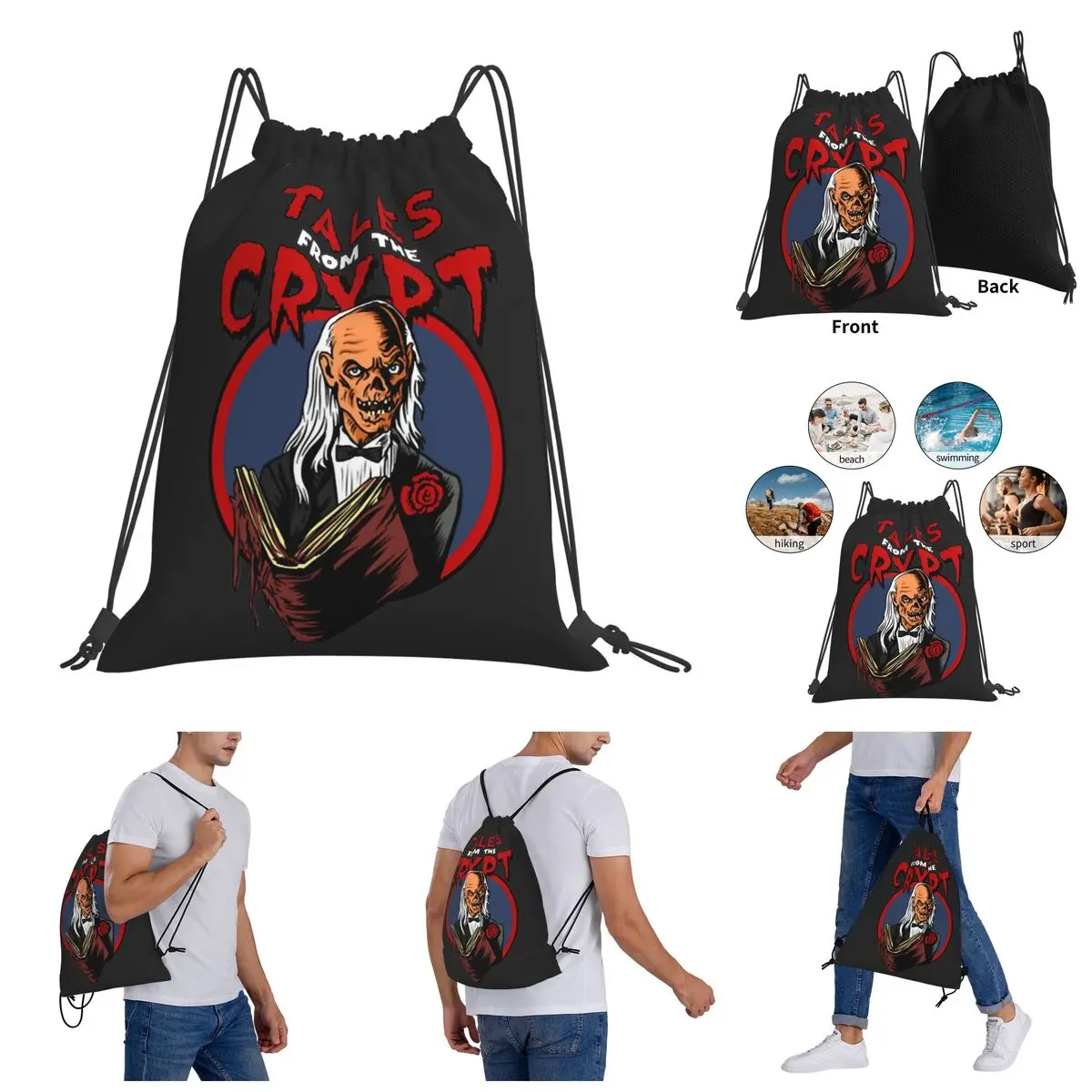 

Tales From The Horror Drawstring Bags Gym Bag Graphic Vintage Backpack Funny Novelty Field pack