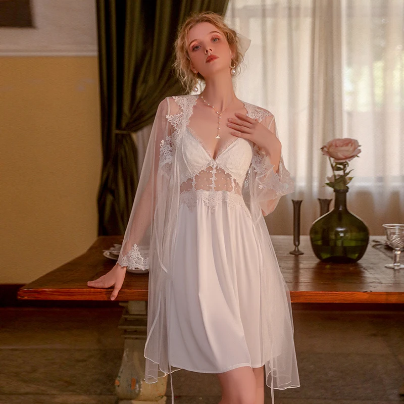 

Халат на бретельках, женский халат, ночная рубашка, Новые халаты, Сексуальная кружевная шелковая пижама, одежда для отдыха, 2023, одежда для сн...