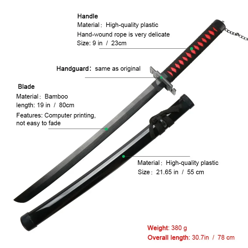 80 см аниме мечи детская молодежная игрушка косплей Katana BLEACH Ichigo Kurosaki Zangetsu меч