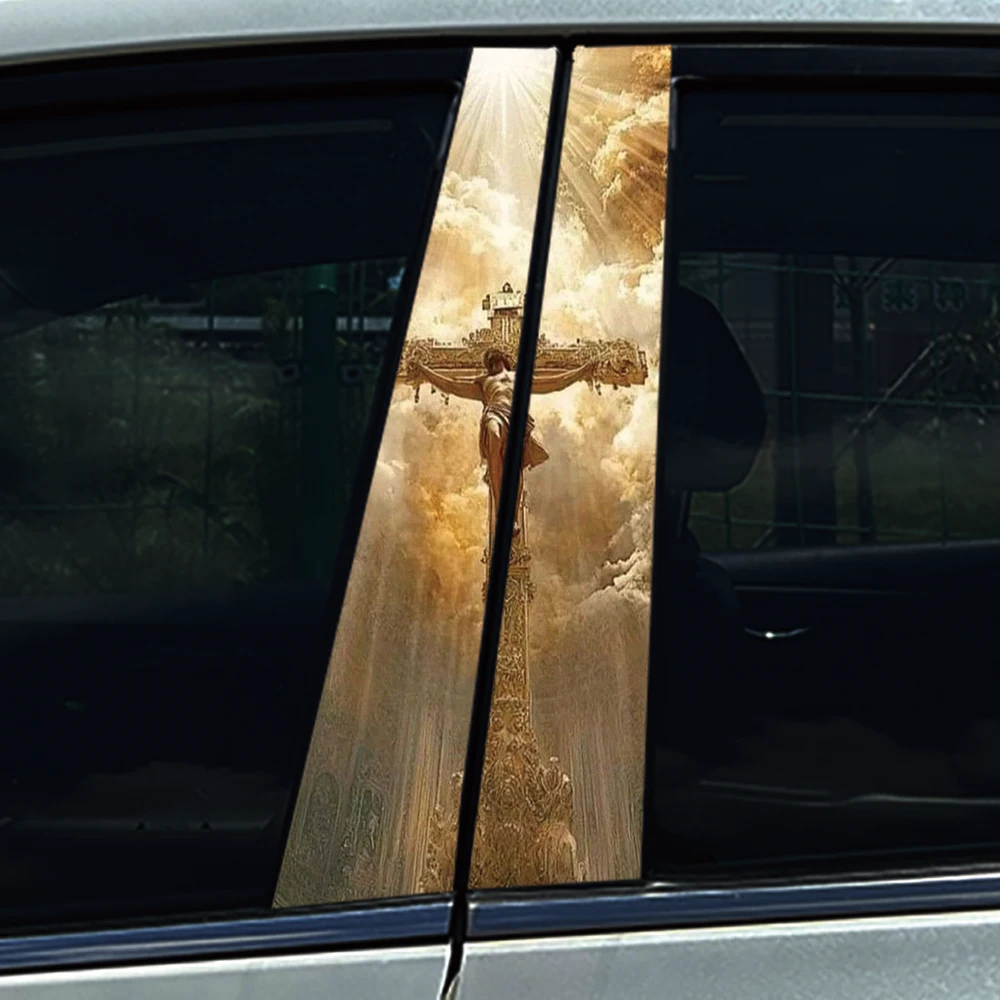 

Ощущение для Иисуса God Cross, авто наклейки на стойку B, украшение для центральной колонны автомобиля, царапины, водонепроницаемая наклейка, автомобильные аксессуары