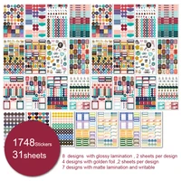 skysonic new arrival 1748pcs planner sticker 31 sheets full set decorative stationery sticker for journal notebook dairy mark