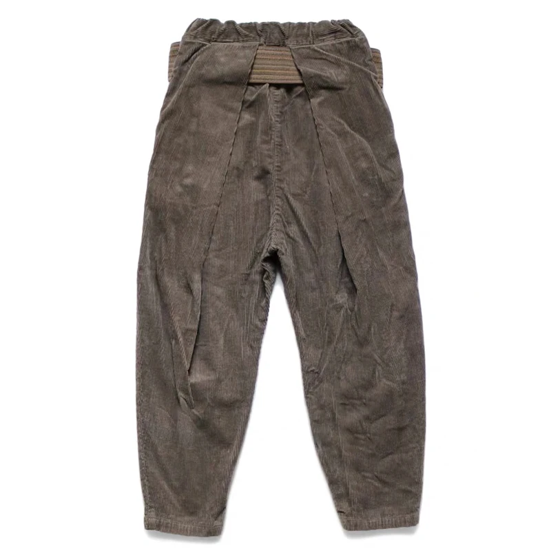Мужские вельветовые брюки 20SS KAPITAL Hirata Hiro, Свободные повседневные зауженные брюки с эластичным поясом, темно-коричневые повседневные брюки в...