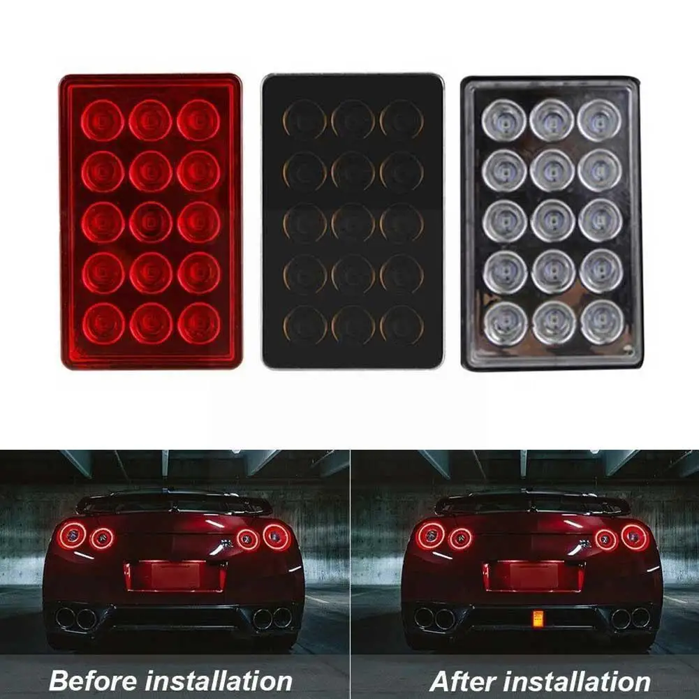 Universal Square Brake Light 12V 6W 15 LED Car Modification Strobe Lamp Tail White Black Anti-rear Color Red Warning U4K9