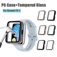 pc case tempered glass for huawei watch fit 2 screen protector protective case on huawy smartwatch fit2 fame bumper cover