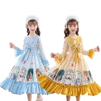 spring autumn lolita girls dress princess costume for kids girl dress party christmas dress 3 14years girls vestido robe fille
