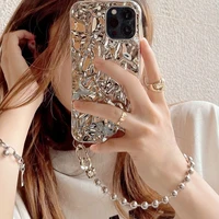 ins silver crinkled chain silicon anti drop mobile phone case for iphone xr xs max 8 plus 11 12 13 pro max case