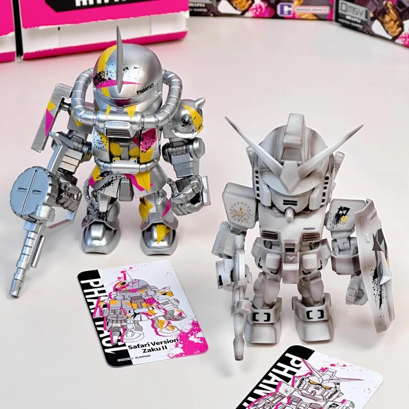 Фото Оригинальная фигурка Bandai Namco Phantaci Gundam QMSV Mini New Century Blind Box, настольное украшение, коллаборация с Джей Чоу, для взрослых №5