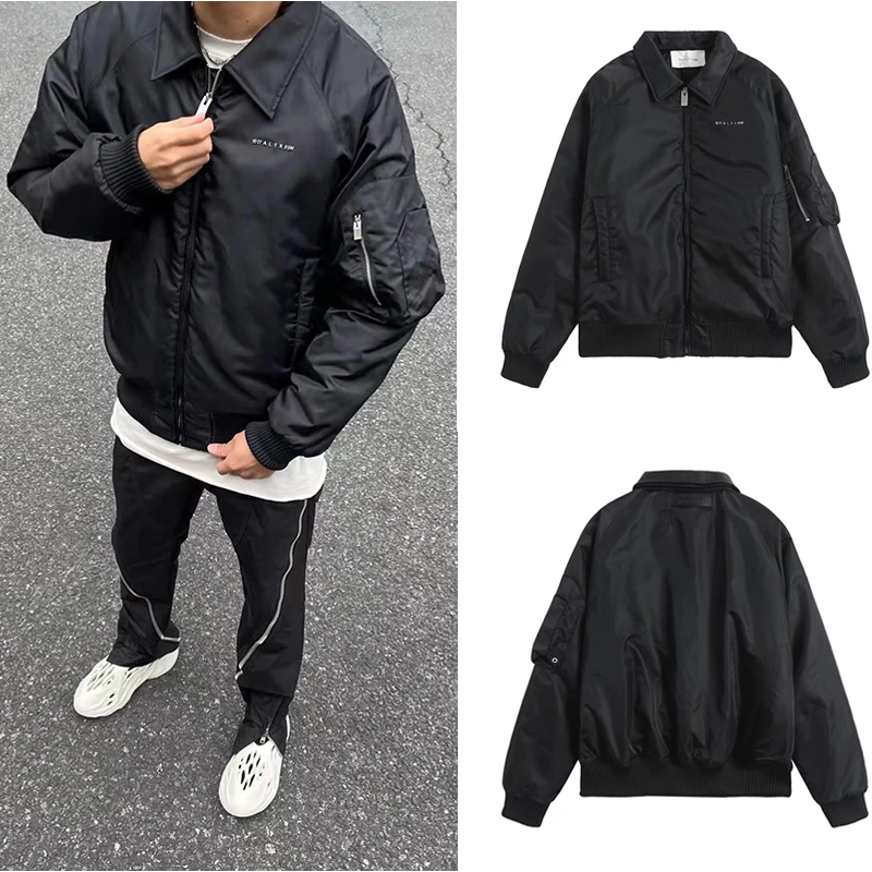 

High Quality Explosive ALYX 1017 9SM Metal Logo Lapel Flight Suit Jacket Coat Black Fashion ALYX High Street Men Winter Coat