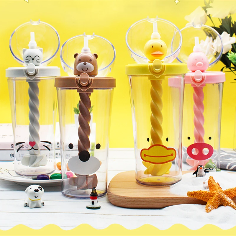 

2022 Instagram креативная пластиковая соломенная бутылка для воды Милая животная Питьевая чашка портативная большая емкость для студентов взрос...