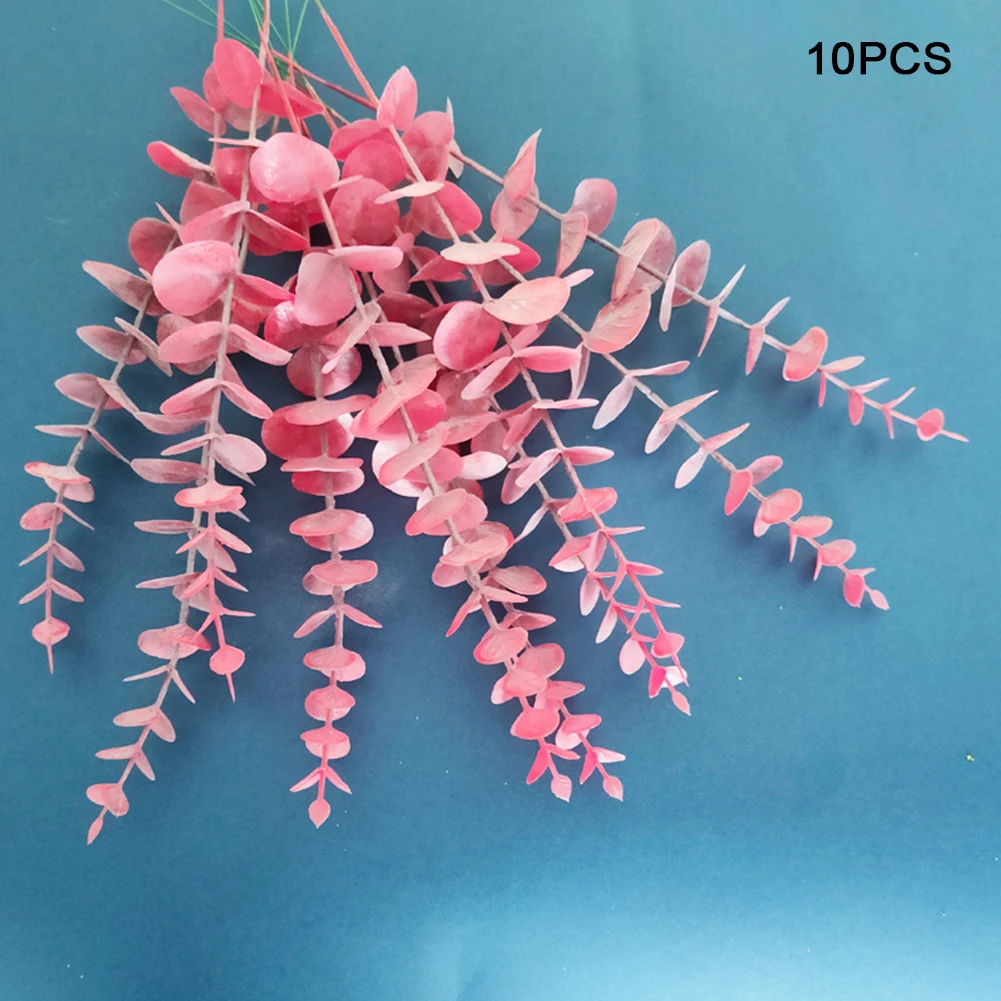 

10Pcs Plastic Eucalyptus Leaves Fake Plants Flower Material for Wedding Flower Greenery Plant Leaf Wall Home Decoration