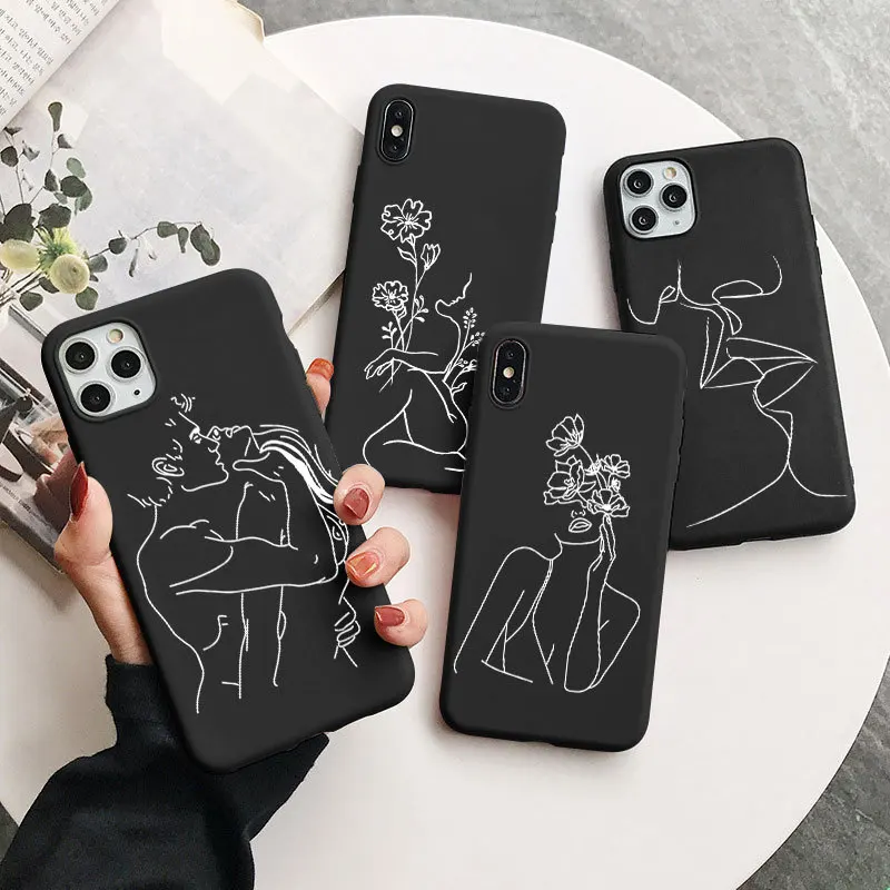

Geometric Lines Body Phone Case For iPhone 12 11 13 Pro Max XR Back Cover