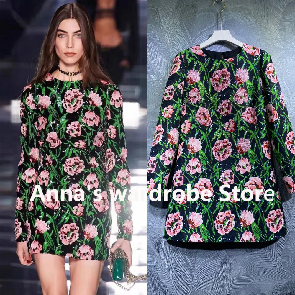 

High Quality Dress Luxury Brand Women's Original Designer Short Sleeve Dresses Diamonds Flowers Embroidered Unique Design Skirts