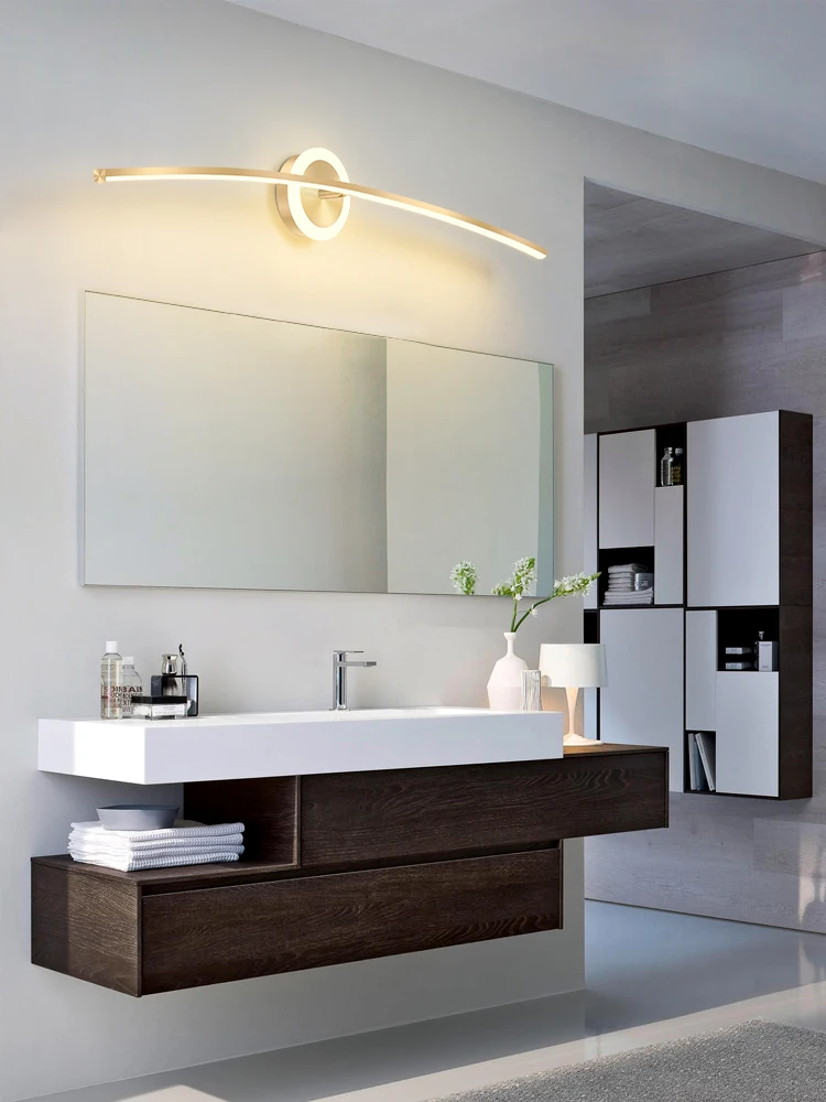 

Mirror headlight light luxury minimalist gold line bathroom toilet led light simple modern dresser fill light