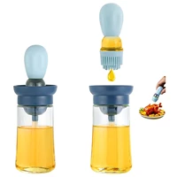 glass olive oil dispenser bottle with silicone measuring dropper brush for kitchen cooking frying baking vinegar turkey bbq tool