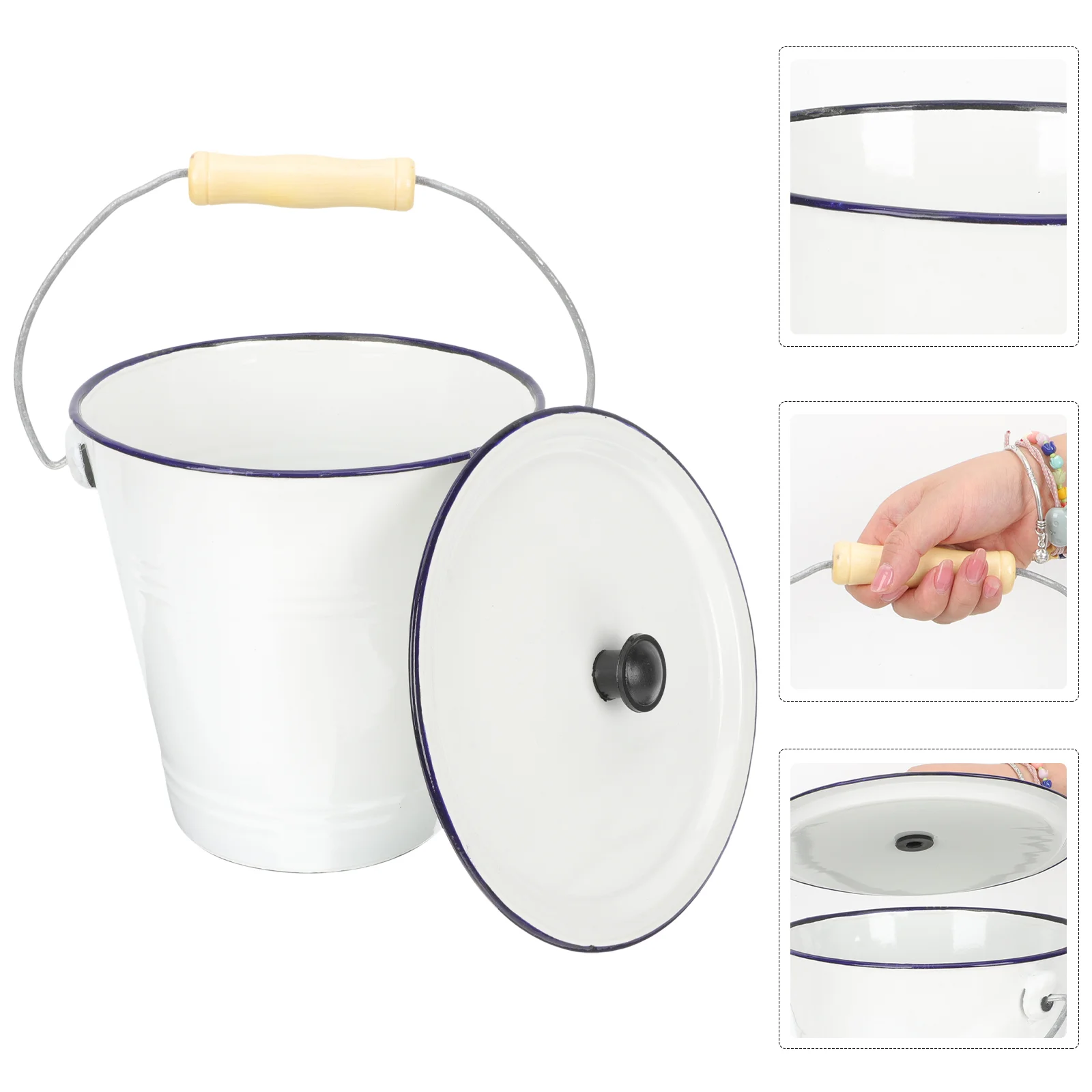 

Flower Bucket Vase Metal Pot Bucketsjug Lid Rusticurinal Pail Ice Enamel Galvanized Vintage Vases French Can Planter