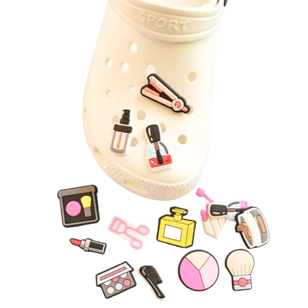 1 Pcs Girl Cosmetic Fragrance Lipstick Eye Shadow Decoration Shoe Charms Pvc For Croc Jibz Kids Party Gift Shoelace Accesories