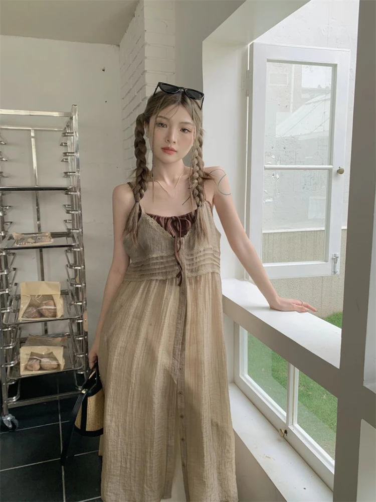 Женское кружевное платье в стиле пэчворк свободное однобортное плиссированное