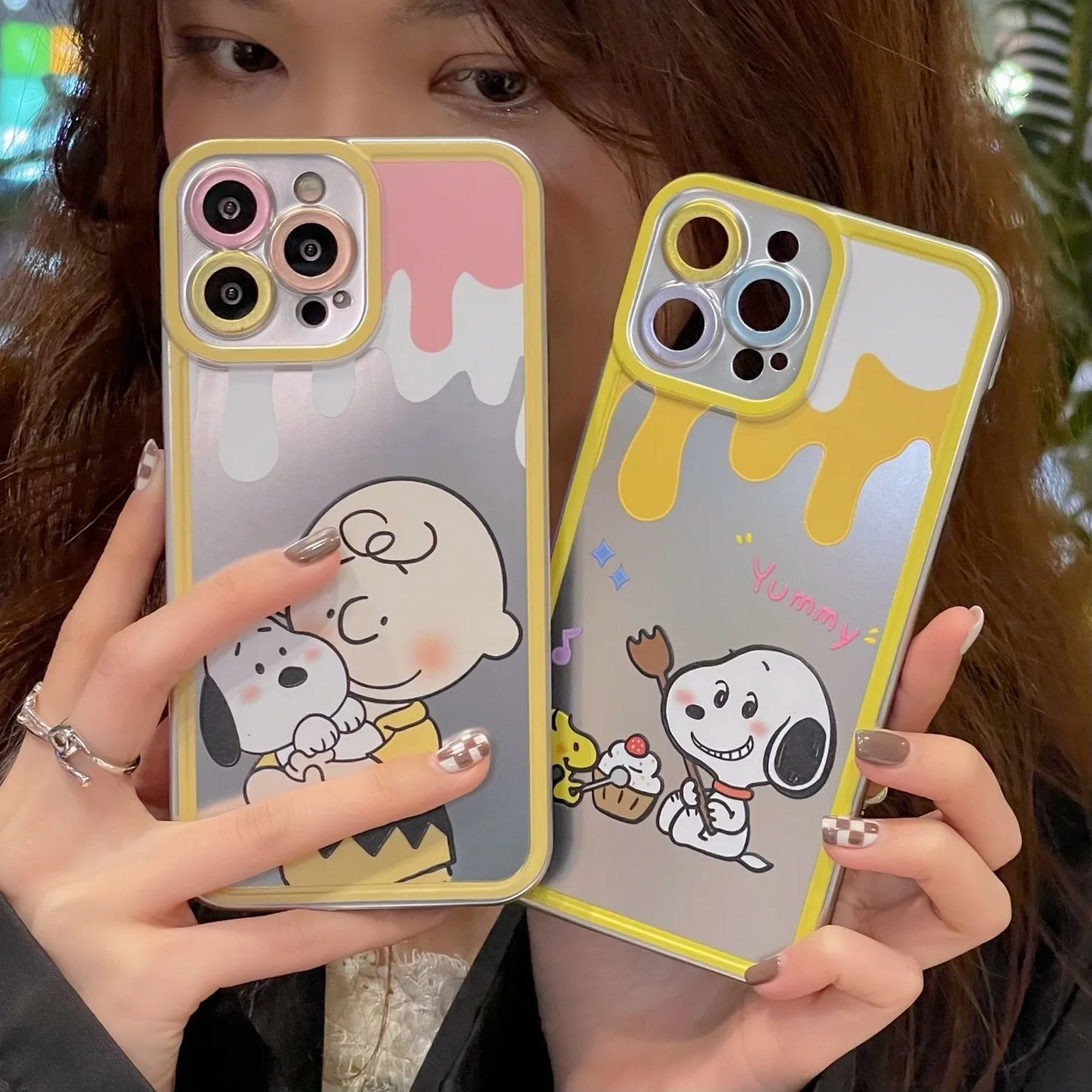 

Snoopy Cartoon Plating Phone Cases For iPhone 13 12 11 Pro Maxi XR XS MAX X 7/Plus 2022 Couple Fashion Anti-drop Soft Cover