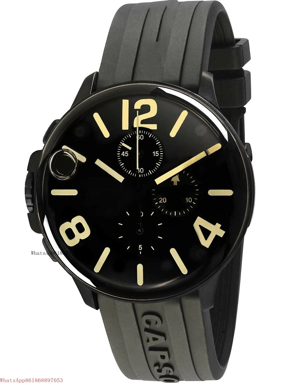 

Men's Watch Quartz Chronograph Ceramic Rose Gold 45mm Capsoil DLC Black Rubber